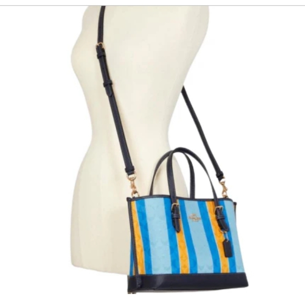 💙🔹️Coach🔹 Mollie Tote 25 Signature Jacquard With Stripes And Matching Wallet - Picture 5 of 17